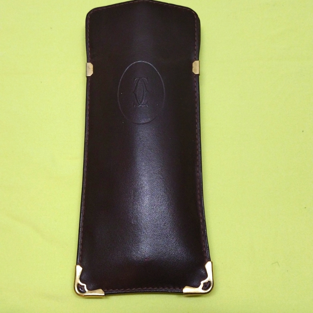 Cartier Brown Eyeglass Case Only- Missing Leather Name Tab EC#46